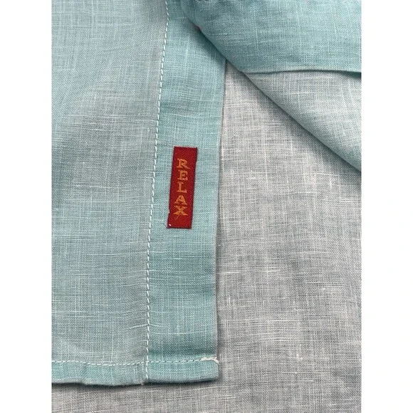 Tommy Bahama RELAX Button Up Shirt Men XL Linen Long Sleeve Blue Beach Nautical - Picture 6 of 12